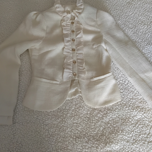 Ivory Ruffle-Front Girls' Formal Dress Set - Picture 2 of 4